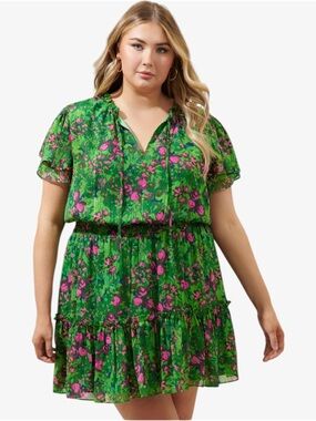 Sugarlips Plus Size Sugarplum Floral Bumble Ruffle Mini Dress, Size 3X